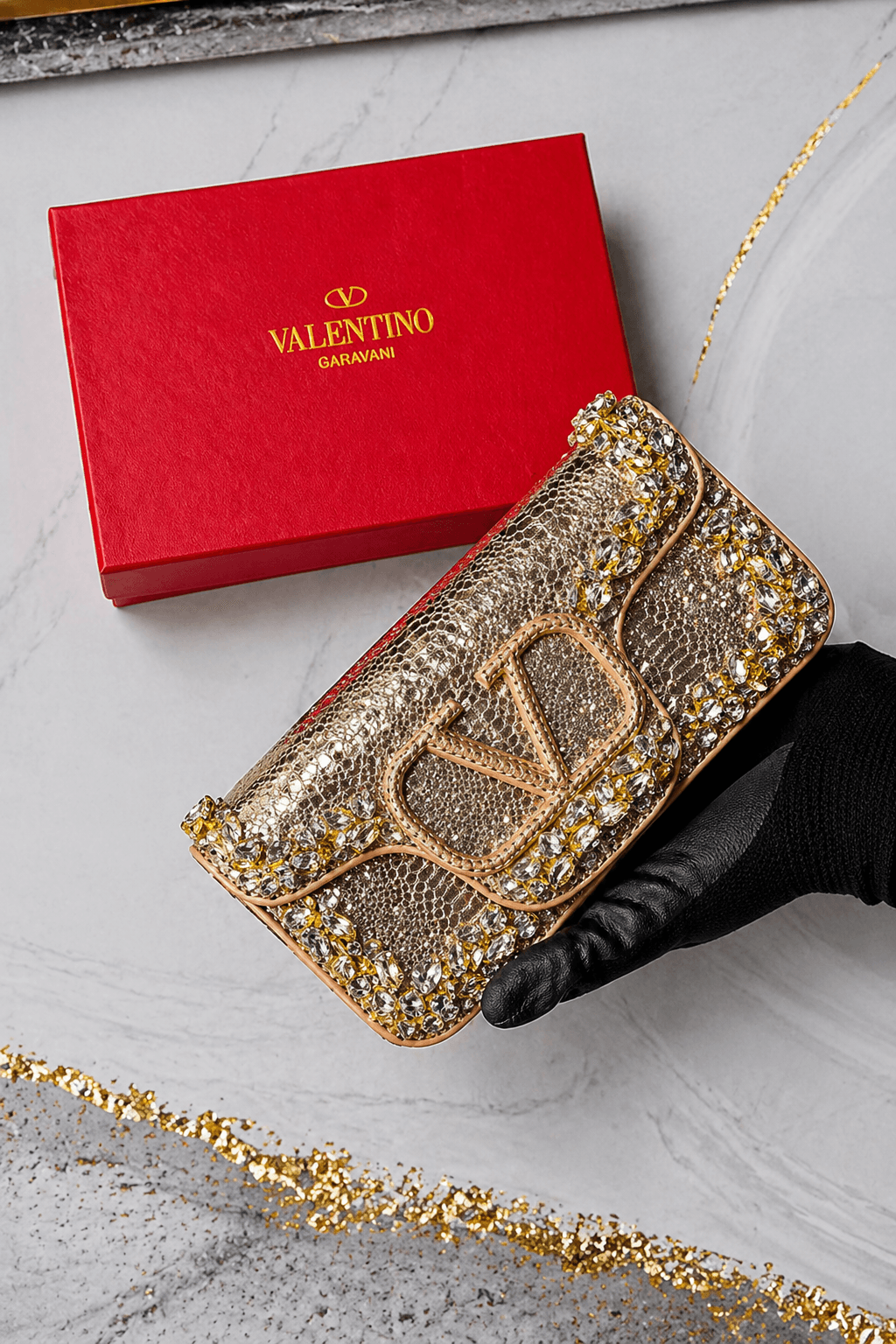 Sac Valentino Garavani Locò en Cuir Effet Serpent