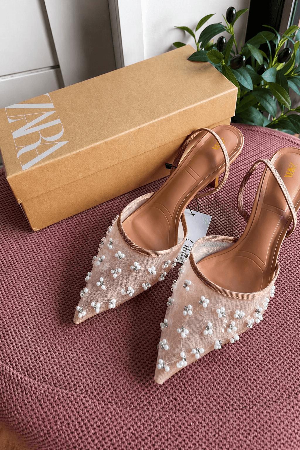 Escarpins Slingback Zara en Mesh à Perles