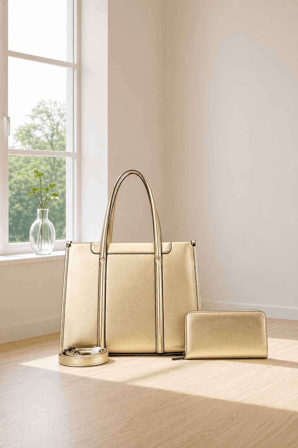 Sac Cabas de Luxe Doré Métallisé - PEDRA 56987