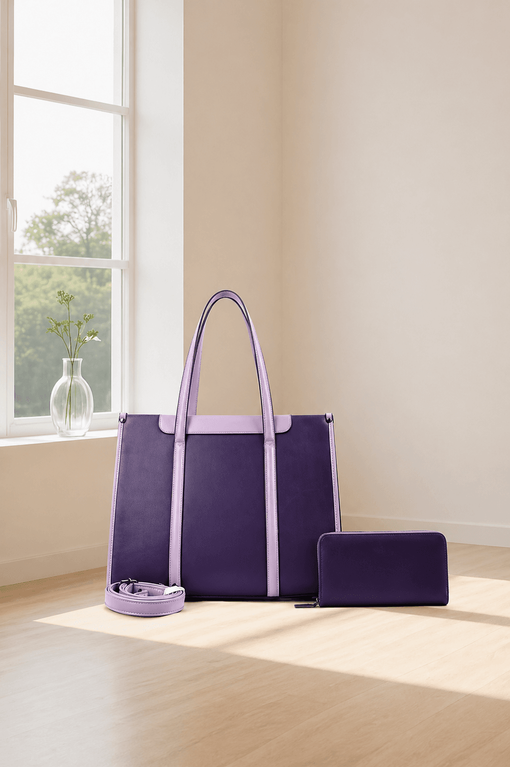Sac Cabas Bicolore Violet Prune & Lilas - PEDRA 56987