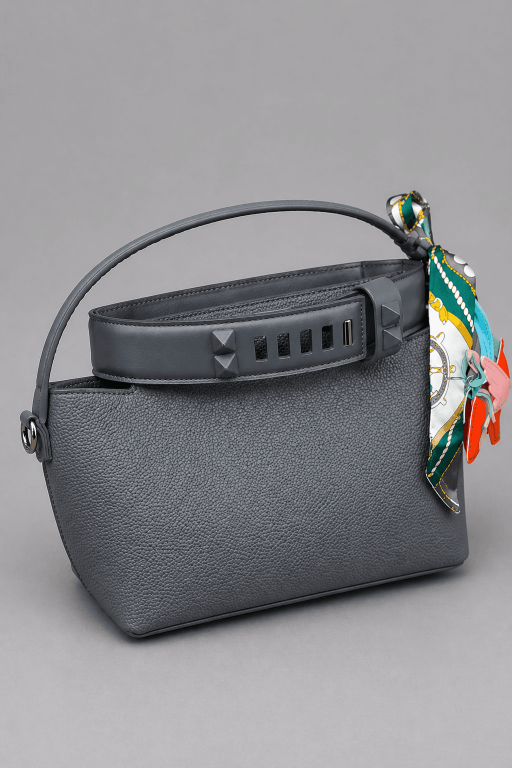 Sac à Main Structuré Vert Pomme en Cuir Grainé