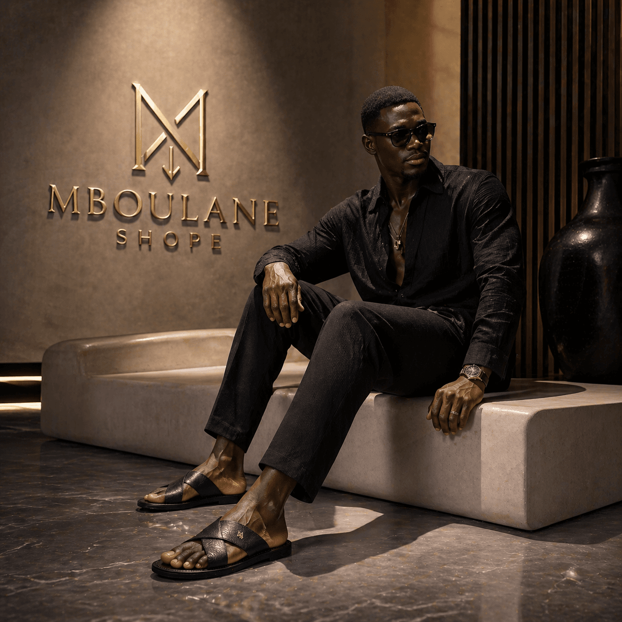 Artisan sénégalais travaillant le cuir